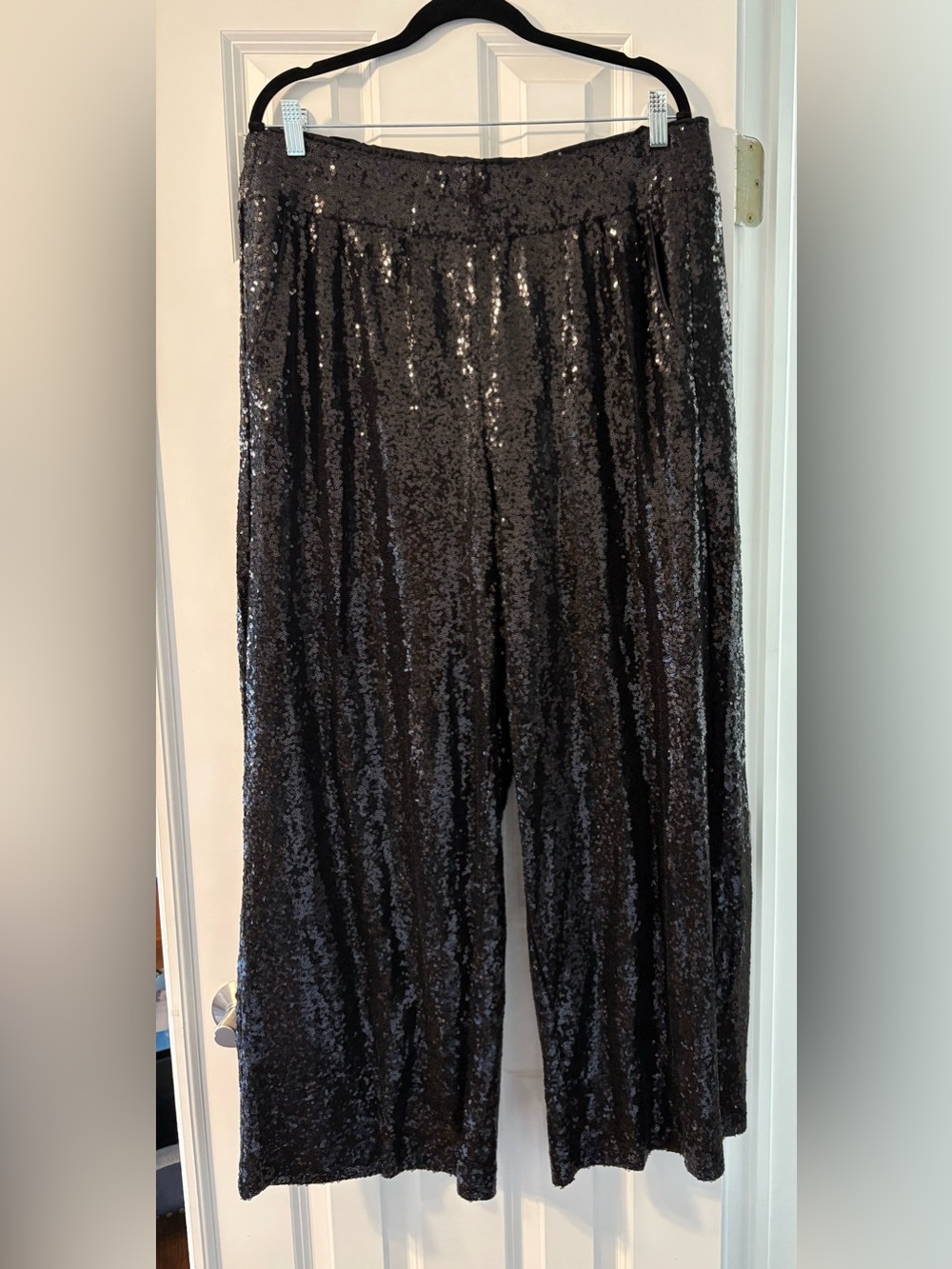 NWT Lane Bryant Black Sequin Wide Leg Pants - Size 16